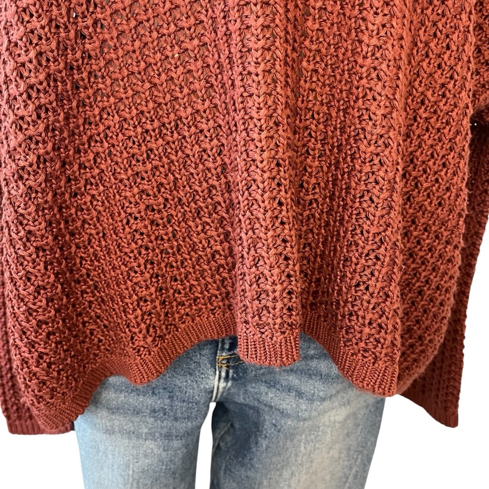 BDG UO loose weave quarter button dolman sleeve acrylic sweater red XS - Picture 8 of 14